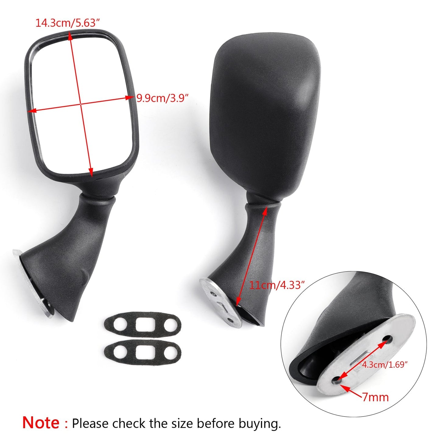 Espejos retrovisores para Suzuki GSXR 600 750 1000 2001-2002 HAYABUSA GSXR 1300 99-10 Negro