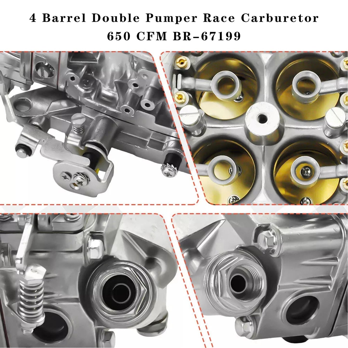 Carburateur de course à double pompe 4 corps 650 pi3/min BR-67199
