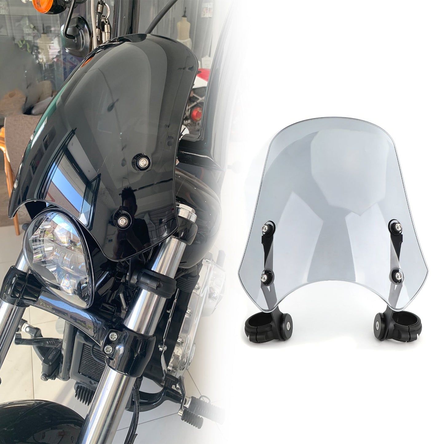 Pare-brise ABS pour moto Harley Dyna Softail, gris
