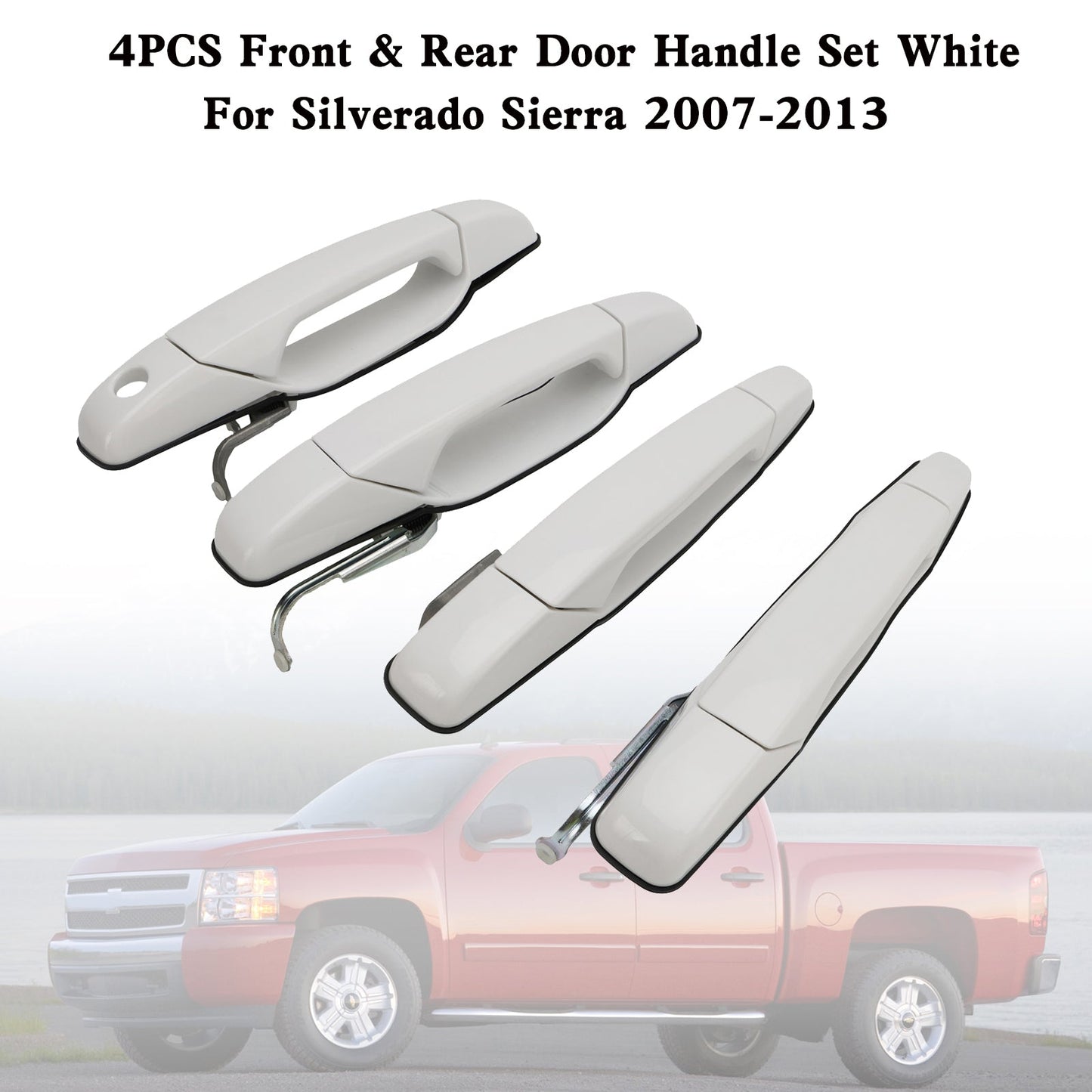 Ensemble de 4 poignées de porte avant et arrière blanches pour Cadillac Escalade Hybrid Platinum Sport Utility 2010-2013 (284053446 et 84053444)