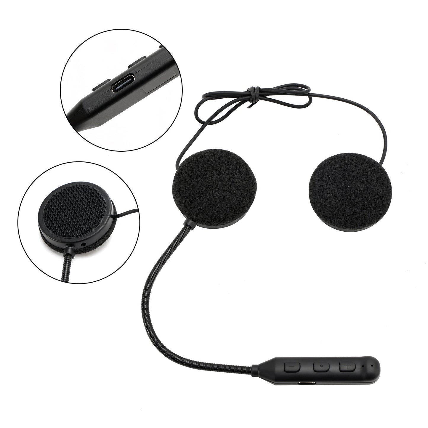 Casque Bluetooth universel avec haut-parleur et écouteurs pour moto, noir