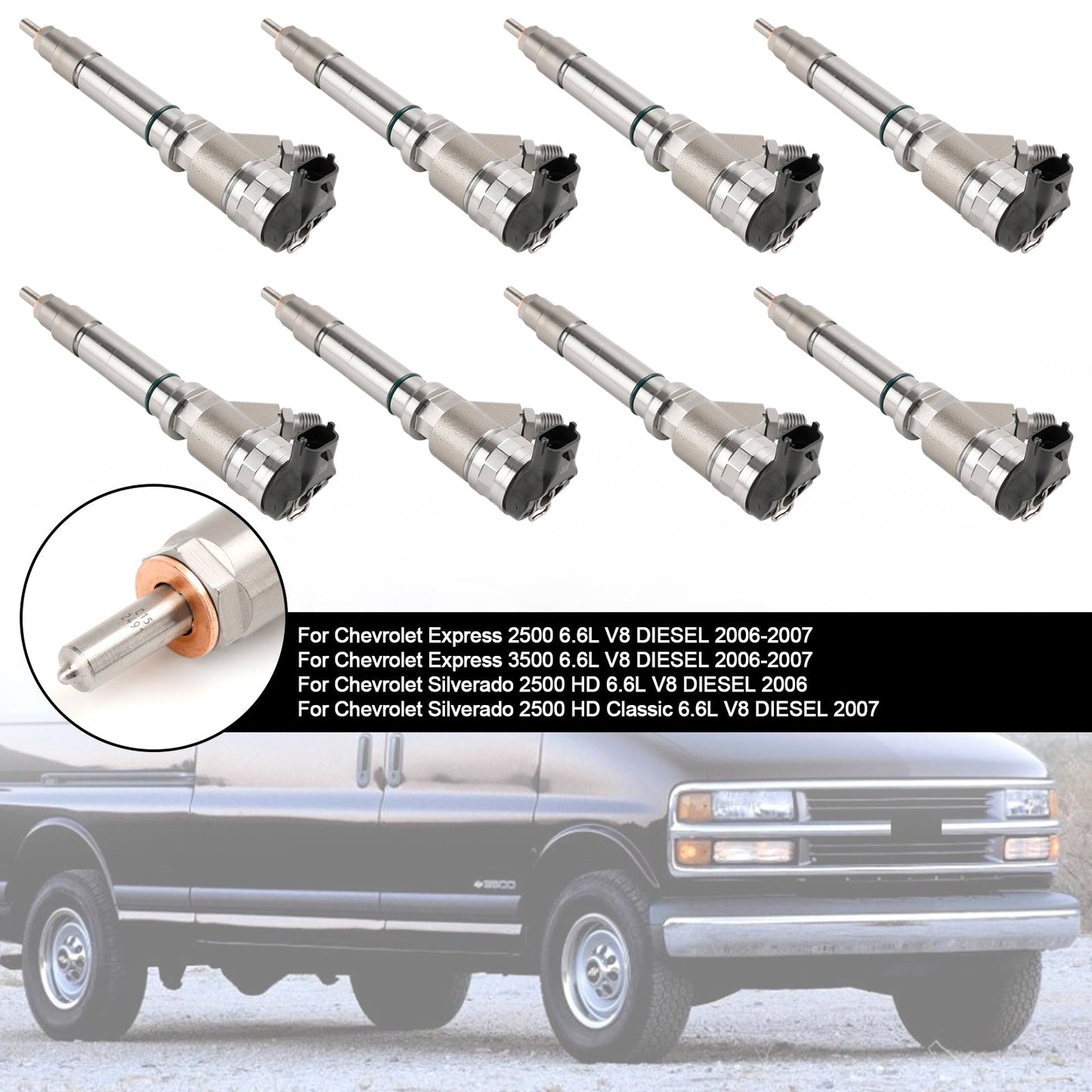 2007 For Chevy Silverado 2500 HD Classic 6.6L V8 DIESEL 8PCS Fuel Injector 0445120042 0445120082 19208742