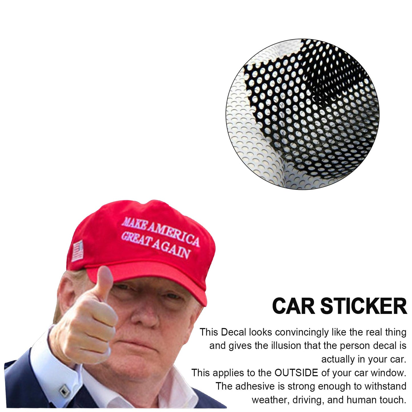 Autocollant pour vitre de voiture, taille réelle, passager, voyage avec le président Trump 2020 R