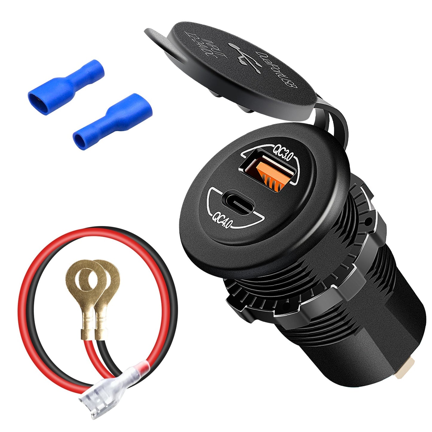 Soporte de carga para teléfono de 60 W QC4.0, soporte de extensión para motocicleta, color negro