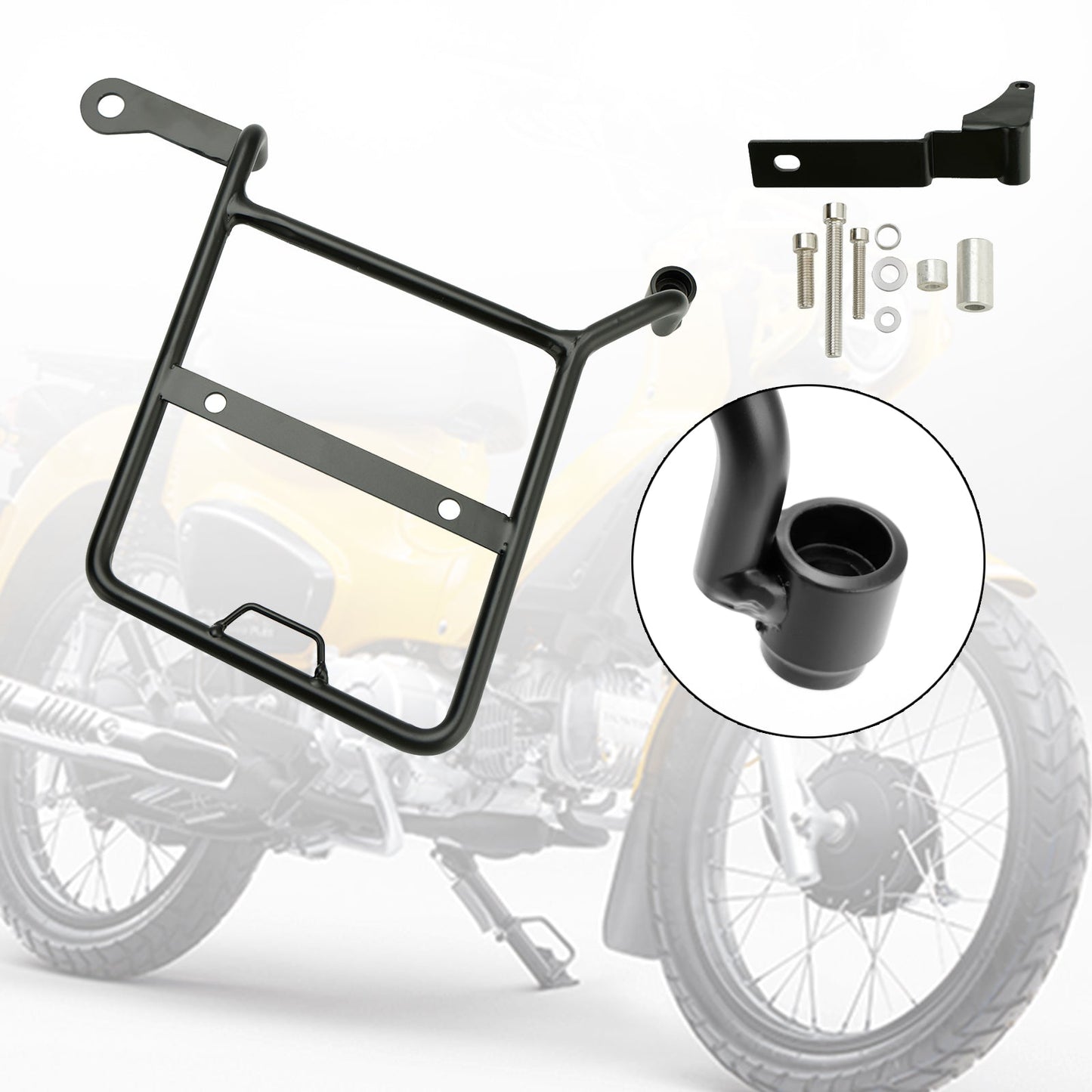 Soporte de montaje para alforja lateral, color negro, compatible con Honda CROSS CUB SUPER CUB, lado derecho.