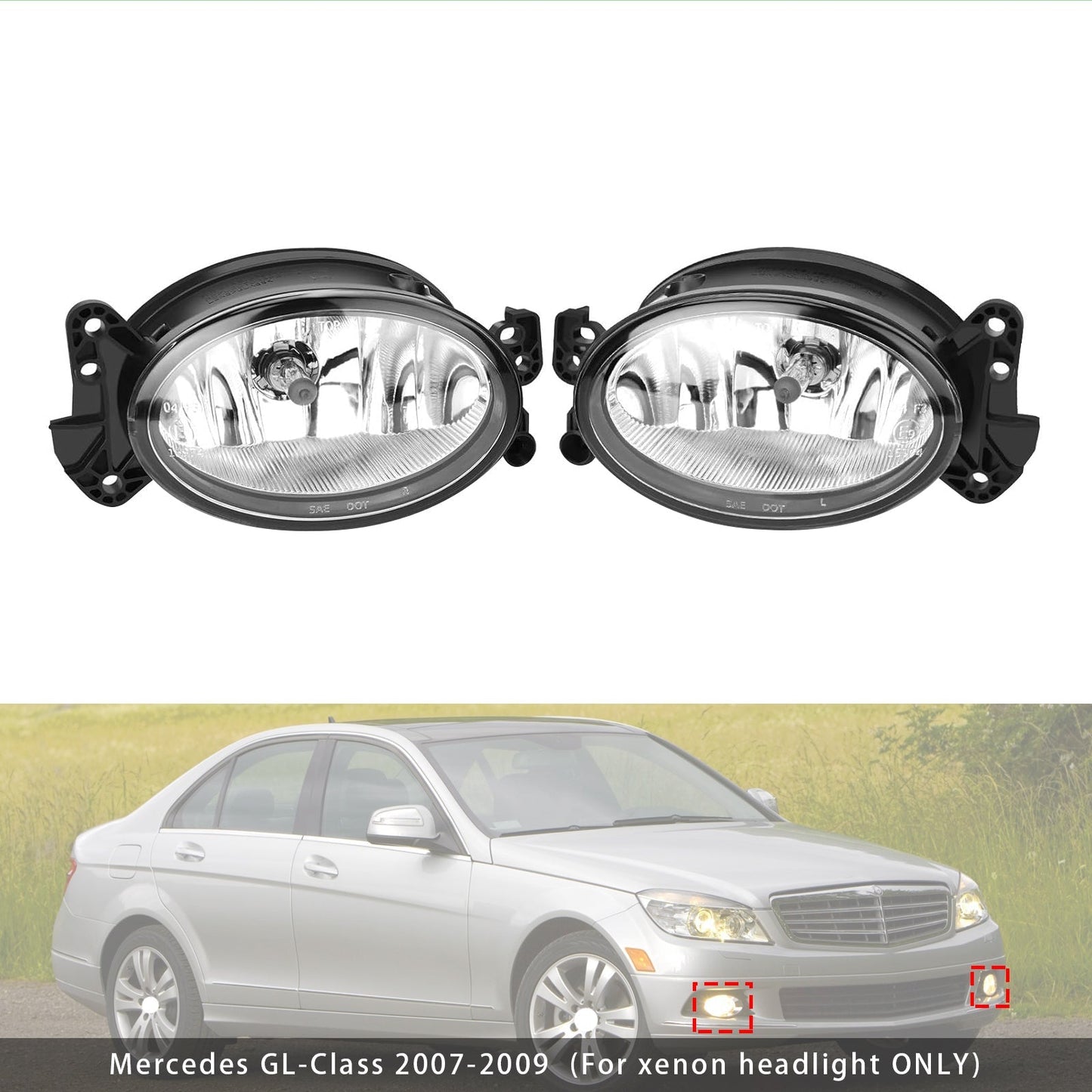 Par de faros antiniebla delanteros con bombillas Mercedes Clase SL 2005-2012 A1698201556 A1698201656