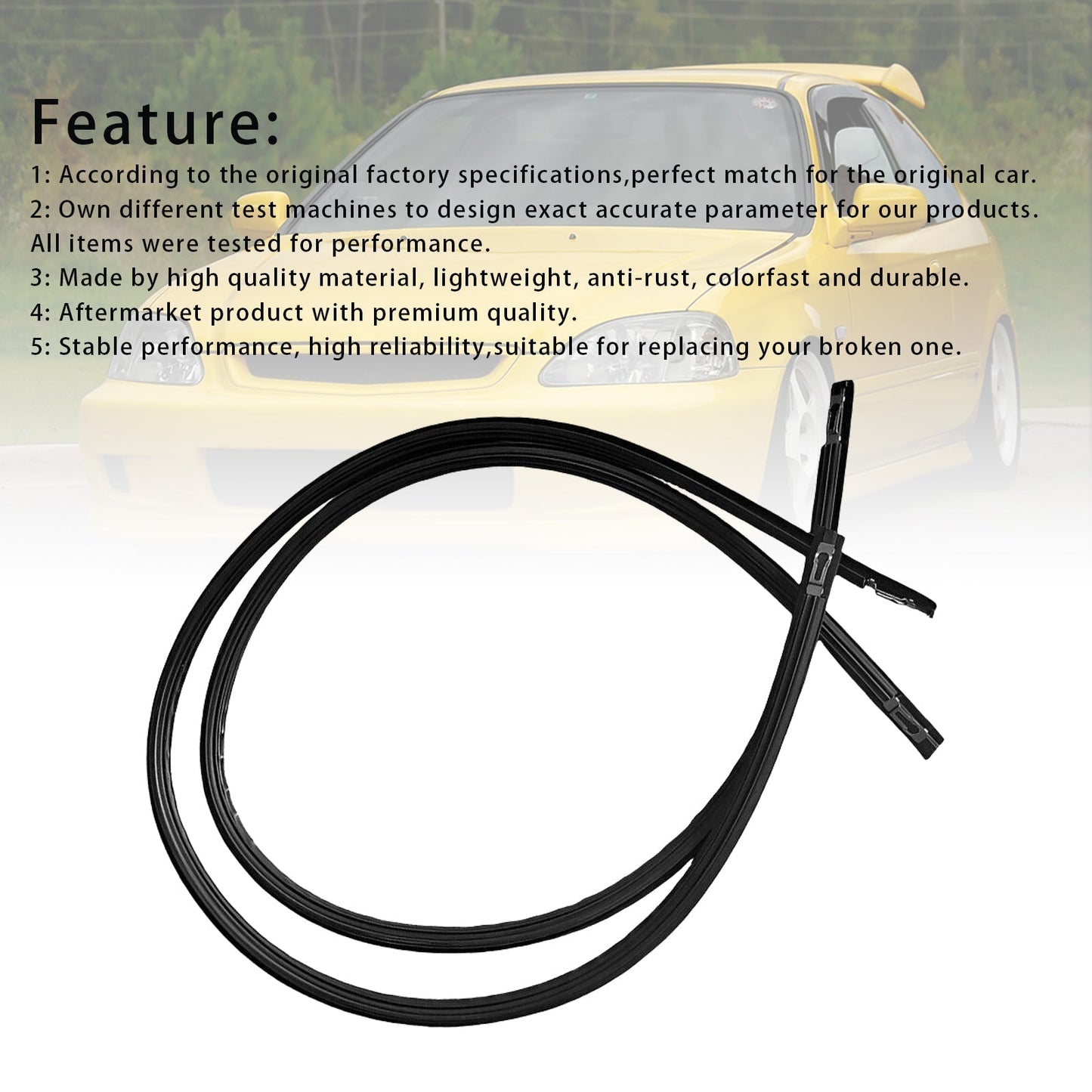 1998-2000 Honda Civic 3 portes CX, 3 portes DX KA 4AT, KA 5MT 2 pièces moulures latérales de toit de porte gauche et droite 74306-S03-003 74316-S03-003