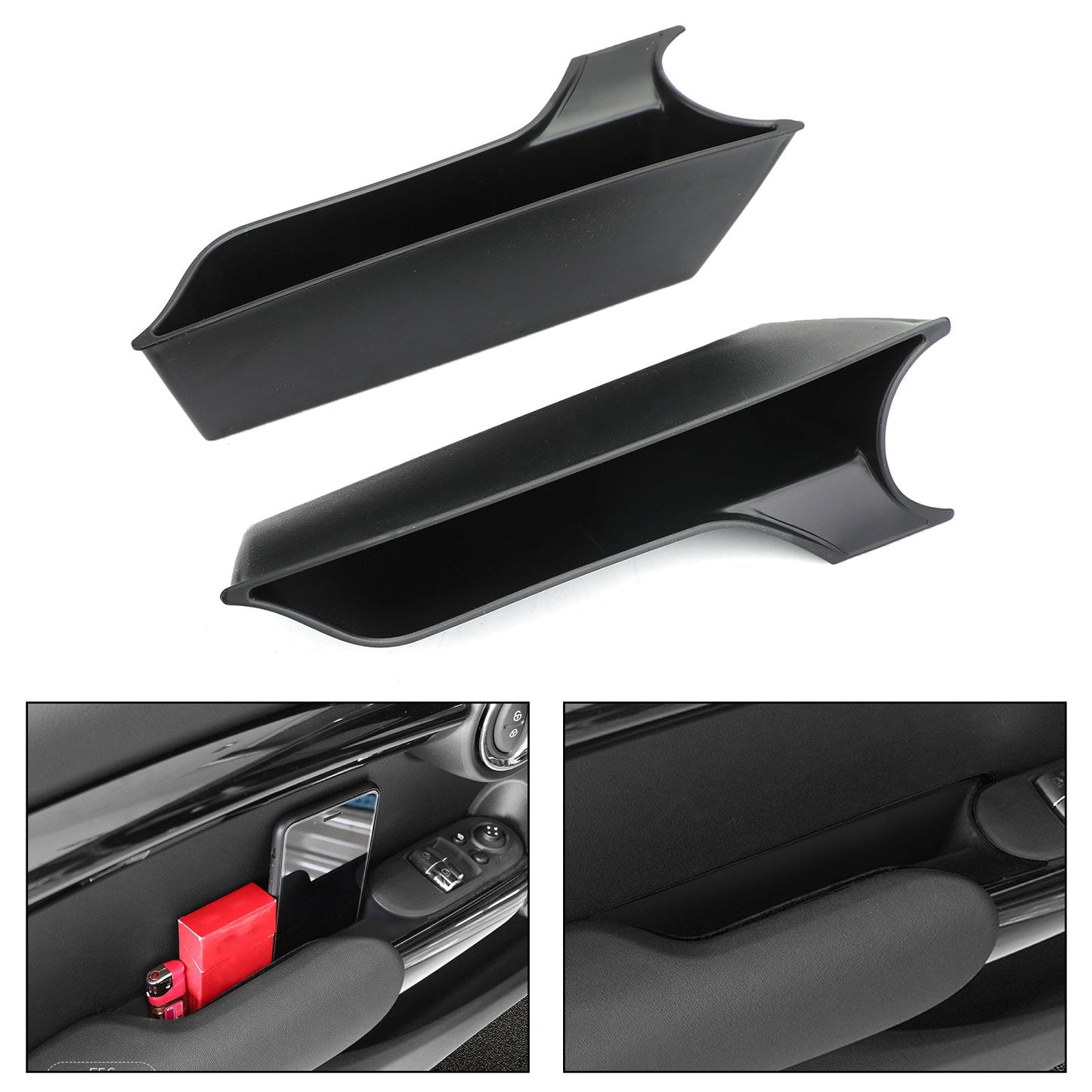 Accoudoir de porte intérieur noir, boîte de rangement, organisateur, support, pour MINI Cooper F56