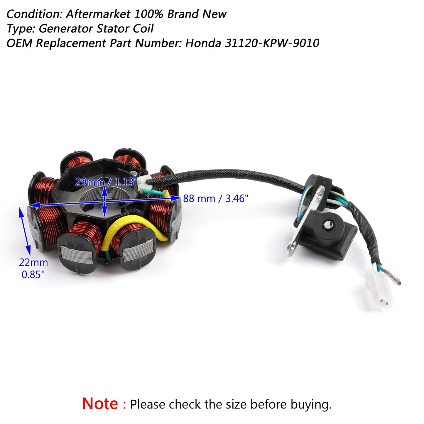 Bobina del estator del generador de magneto para Honda 31120-KPW-9010 ANF125 T Innova 2003-07 vía FedEx