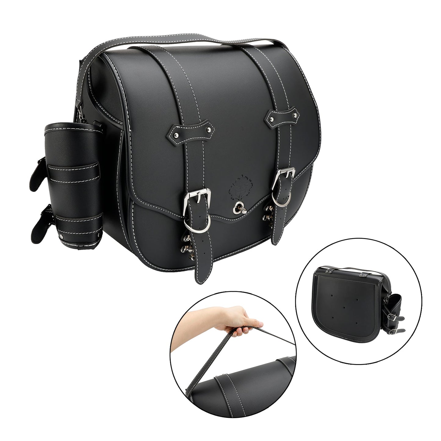 Sacoche latérale à dégagement rapide pour outils et bagages, pochette de rangement épaisse noire pour moteur