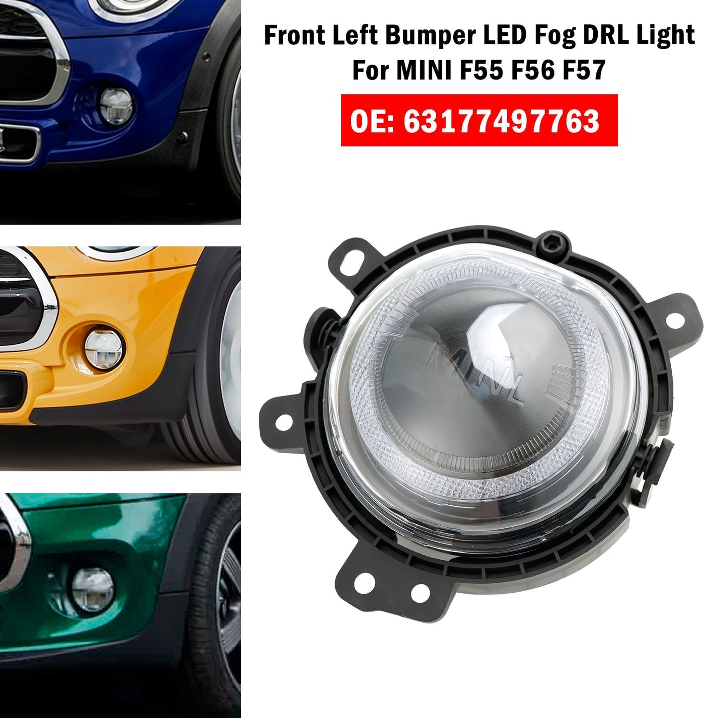 Feu antibrouillard avant gauche à LED 63177497763 pour BMW Mini MK3 (F55/F56/F57) 2014-2023 (modèles avec phares à LED)