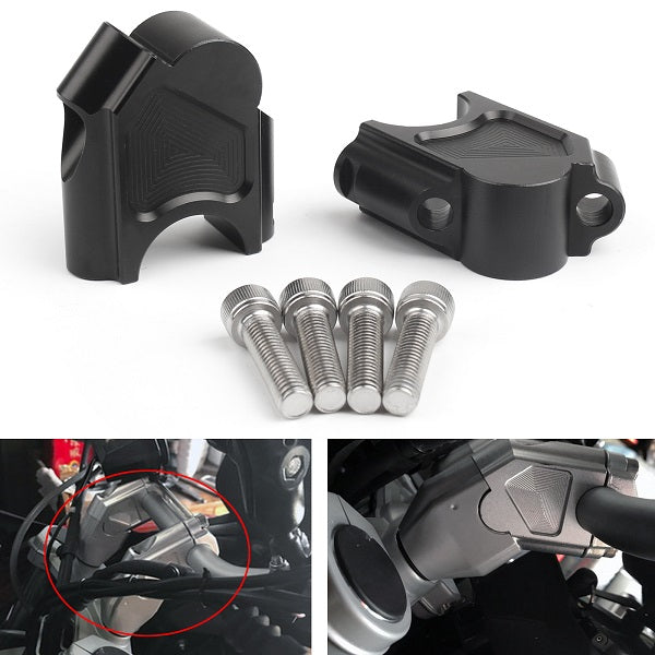 Pair Black Motorcycle Handlebar Riser Kit Moves Bar Up For For BMW F800GS 2008-2017