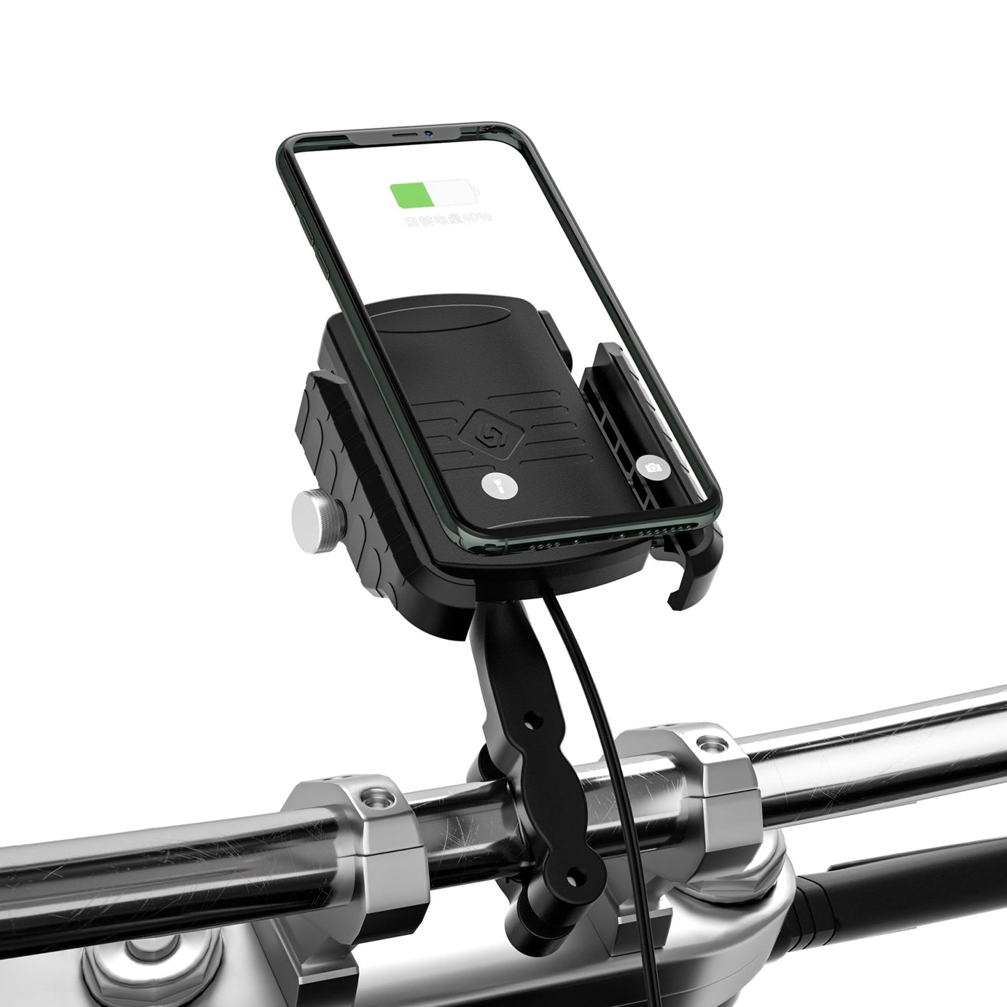 Support de charge sans fil 15 W, extension de téléphone pour moto, noir