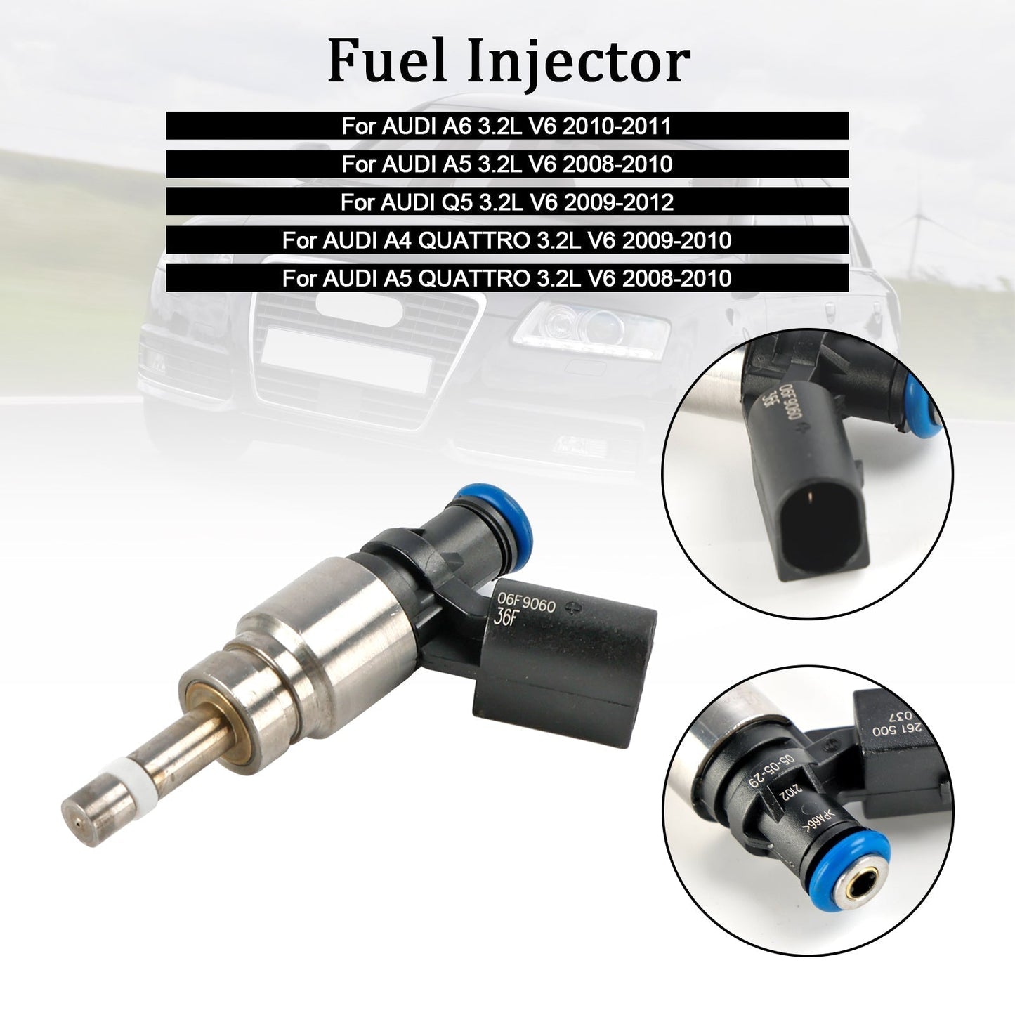 2009-2010 Audi A4 QUATTRO 3.2L V6 Fuel Injector 06E906036F 0261500037