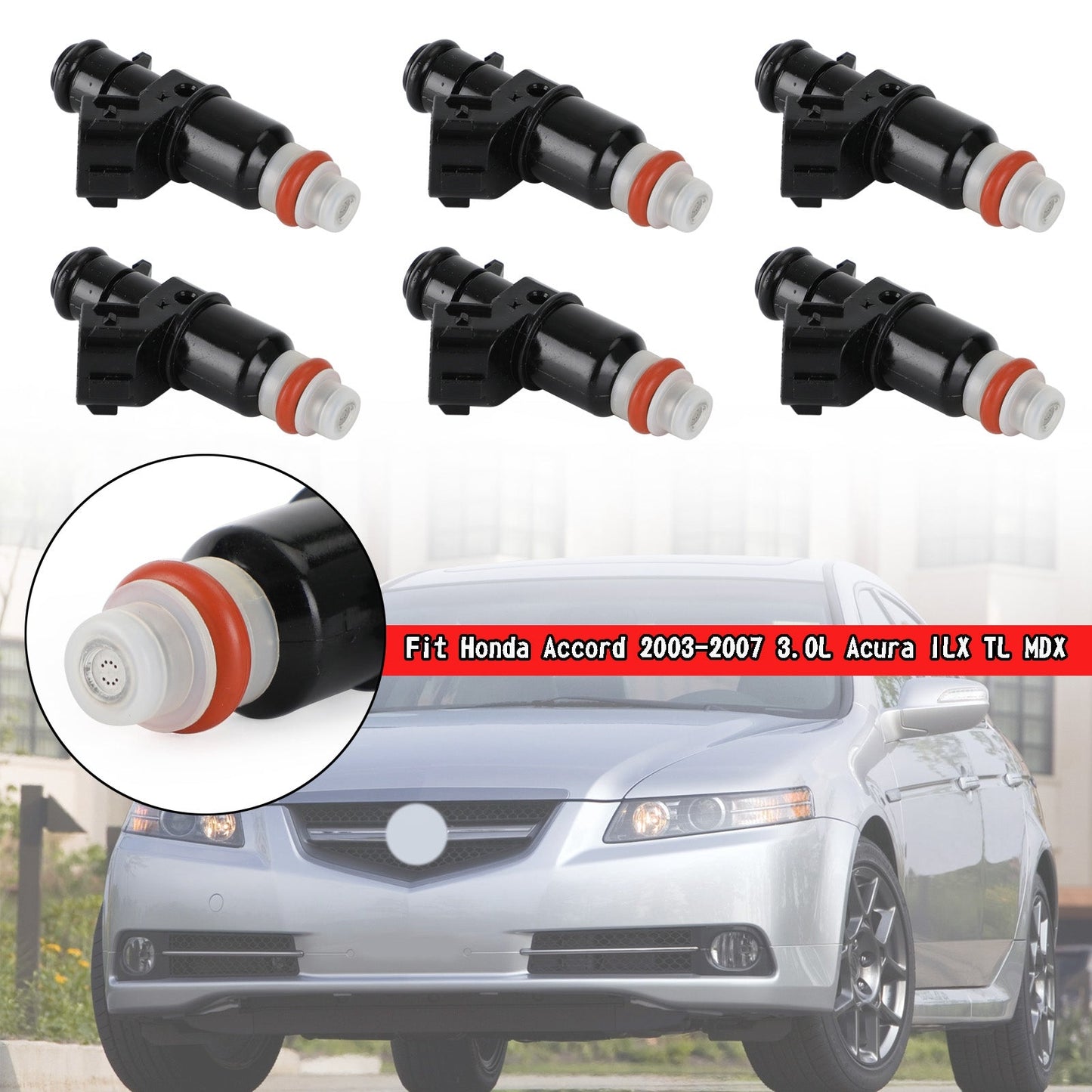 6PCS Fuel Injectors 16450-RCA-A01 Fit 2003-2007 Honda Accord 3.0L
