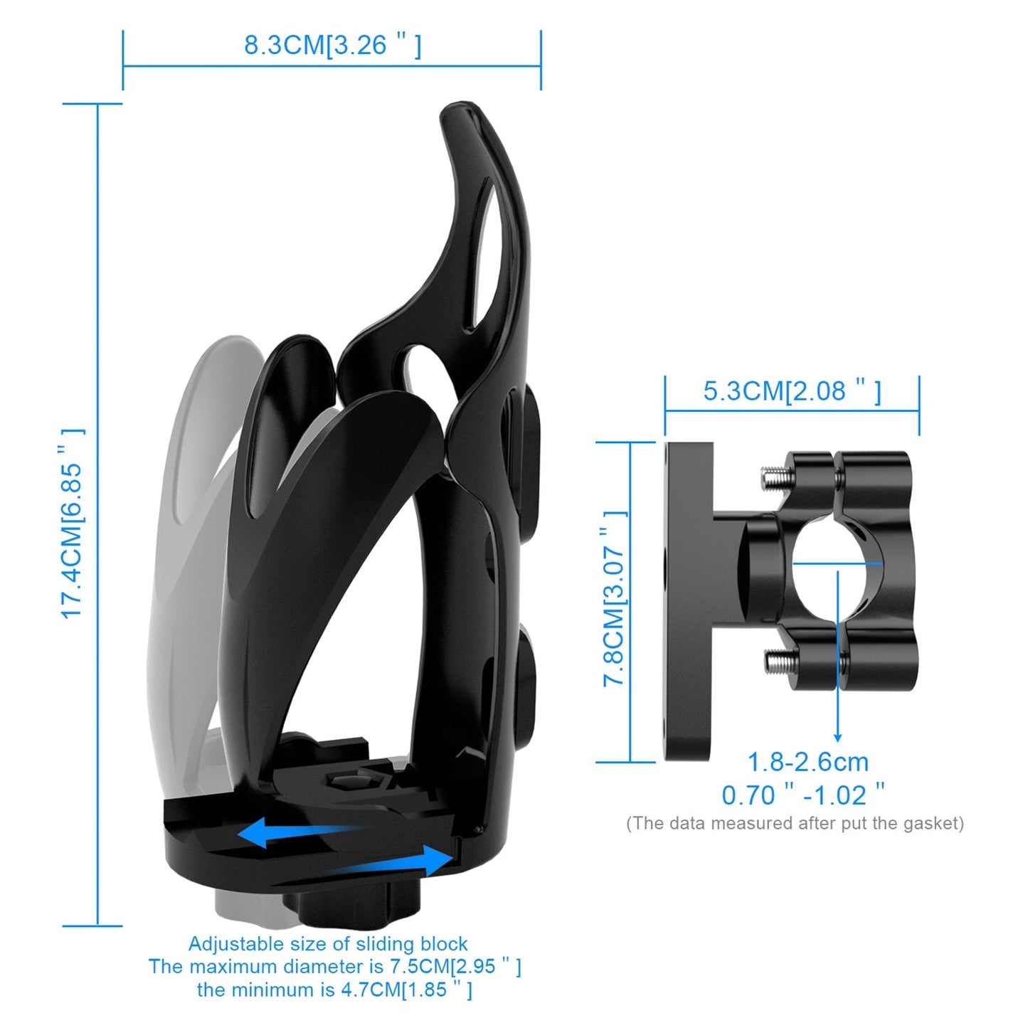 Portavasos ajustable para manillar de motor, soporte para botellas, para ATV y scooter, color negro