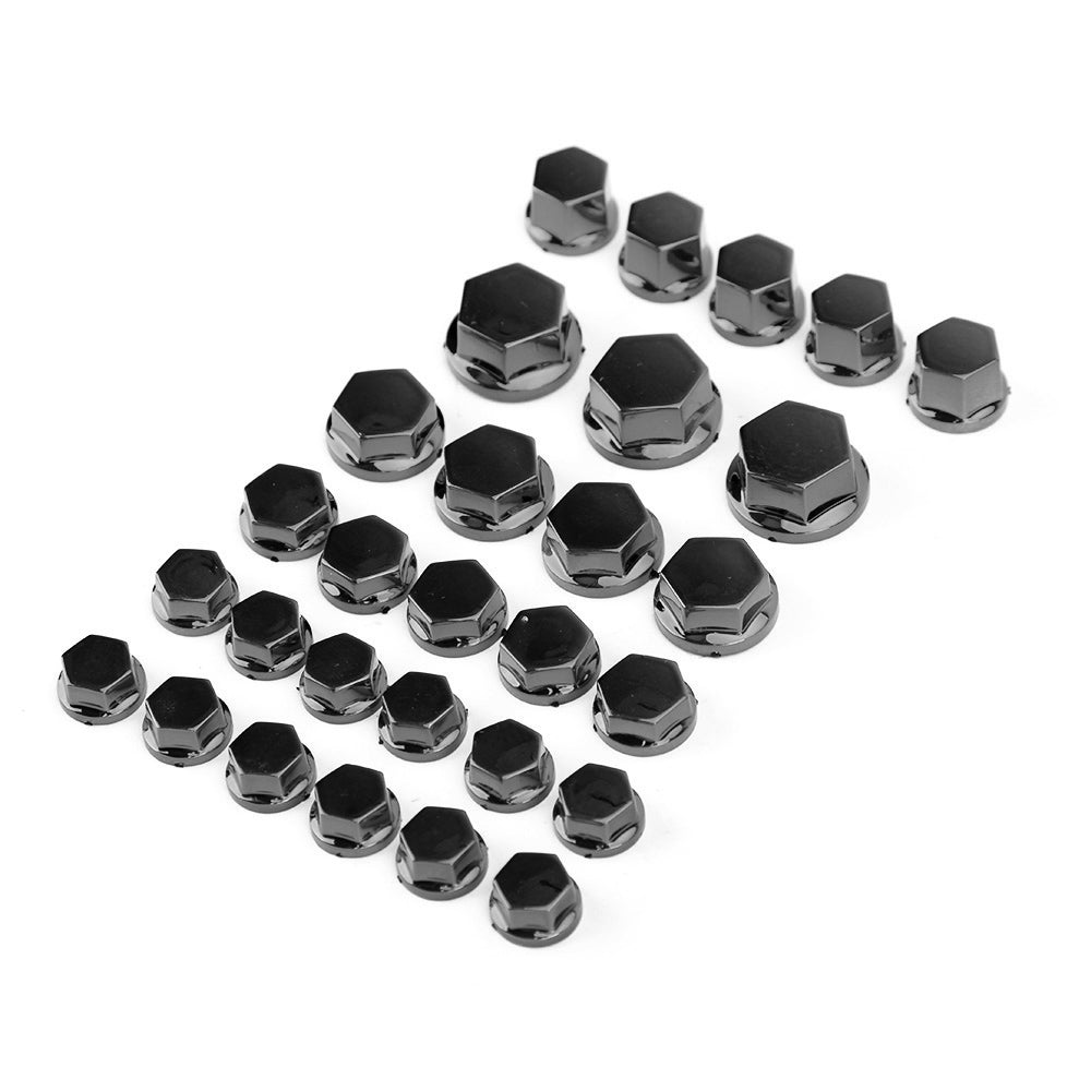 Lot de 30 bouchons de vis et écrous de pompe à eau noirs, 5 tailles
