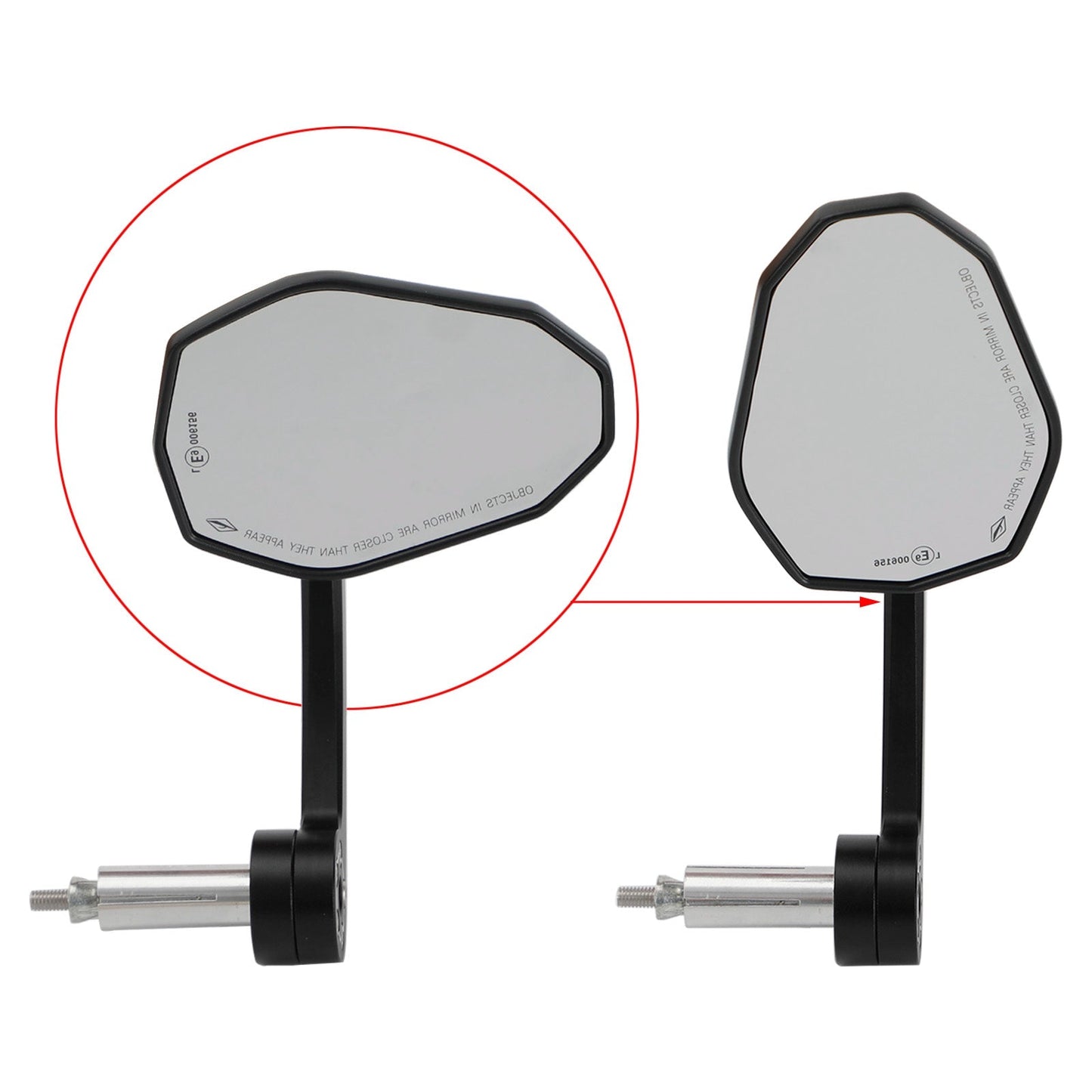 Rétroviseur de guidon de moto noir 7/8" en aluminium CNC personnalisé de 22 mm