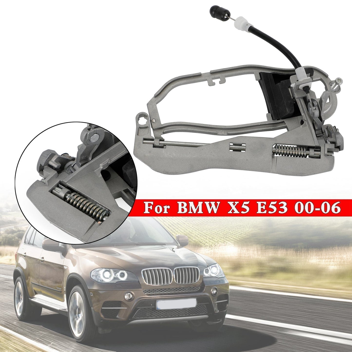 2000-2006 BMW X5 E53 V8 4.4L Petrol SUV Front Left Passenger Side Door Handle Carrier 51218243615
