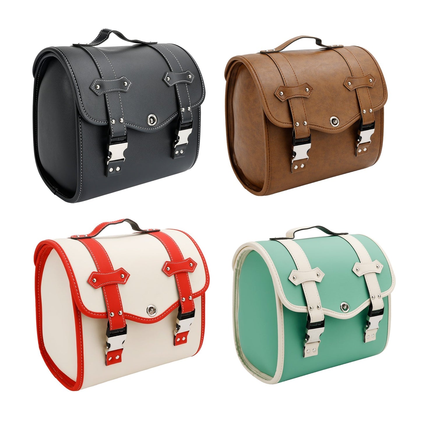 Bolsa de herramientas de almacenamiento lateral para alforjas, universal, de liberación rápida, de poliuretano, para motocicleta, color marrón