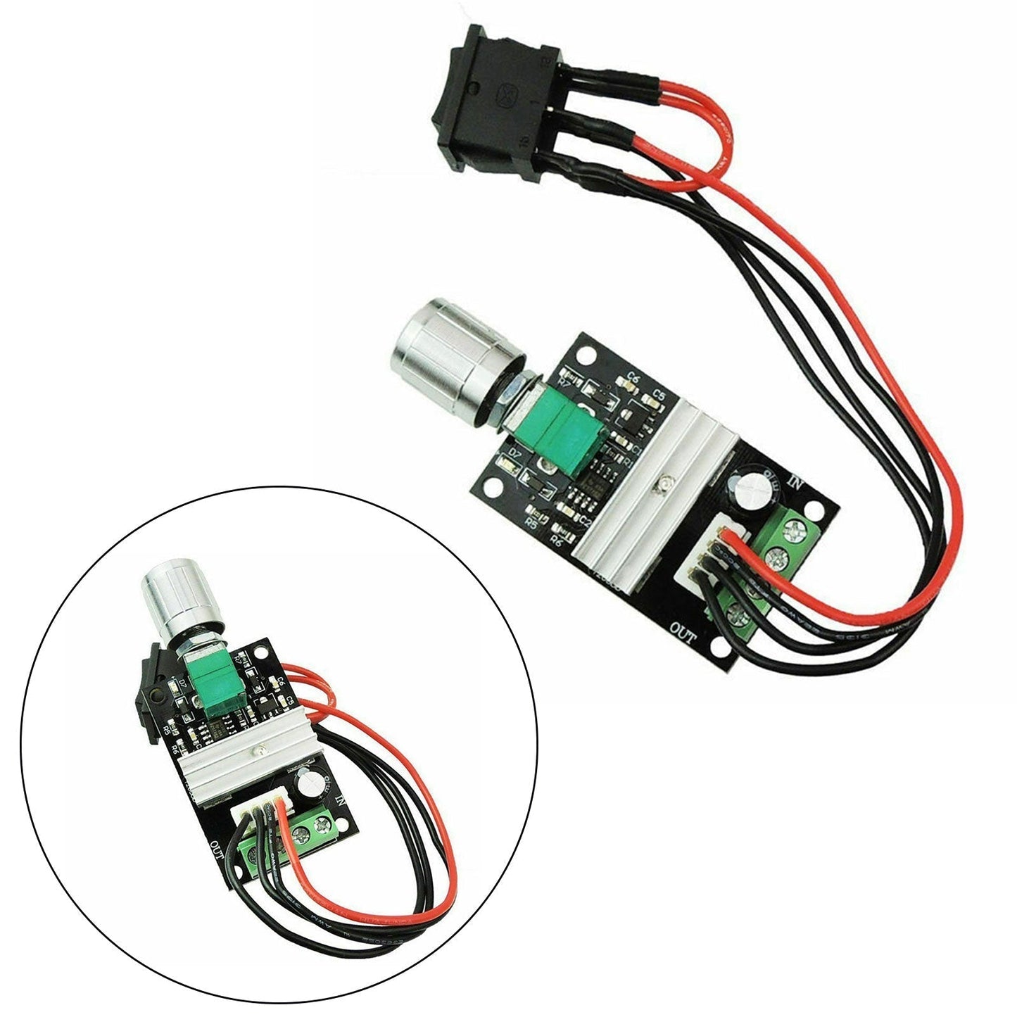 Controlador de velocidad de motor de CC, 3 A, 10 V, 12 V y 24 V, regulador PWM reversible.