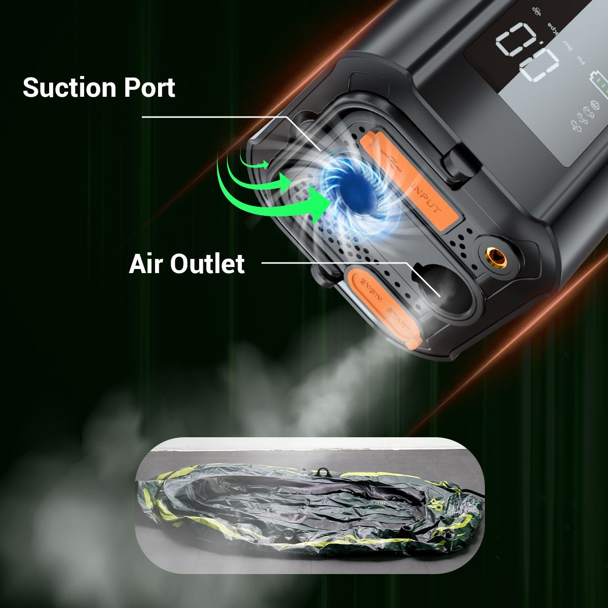 Compresor de aire portátil para inflar neumáticos, 150 PSI, bomba de aire automática para neumáticos de coche, CC 4,8 V.