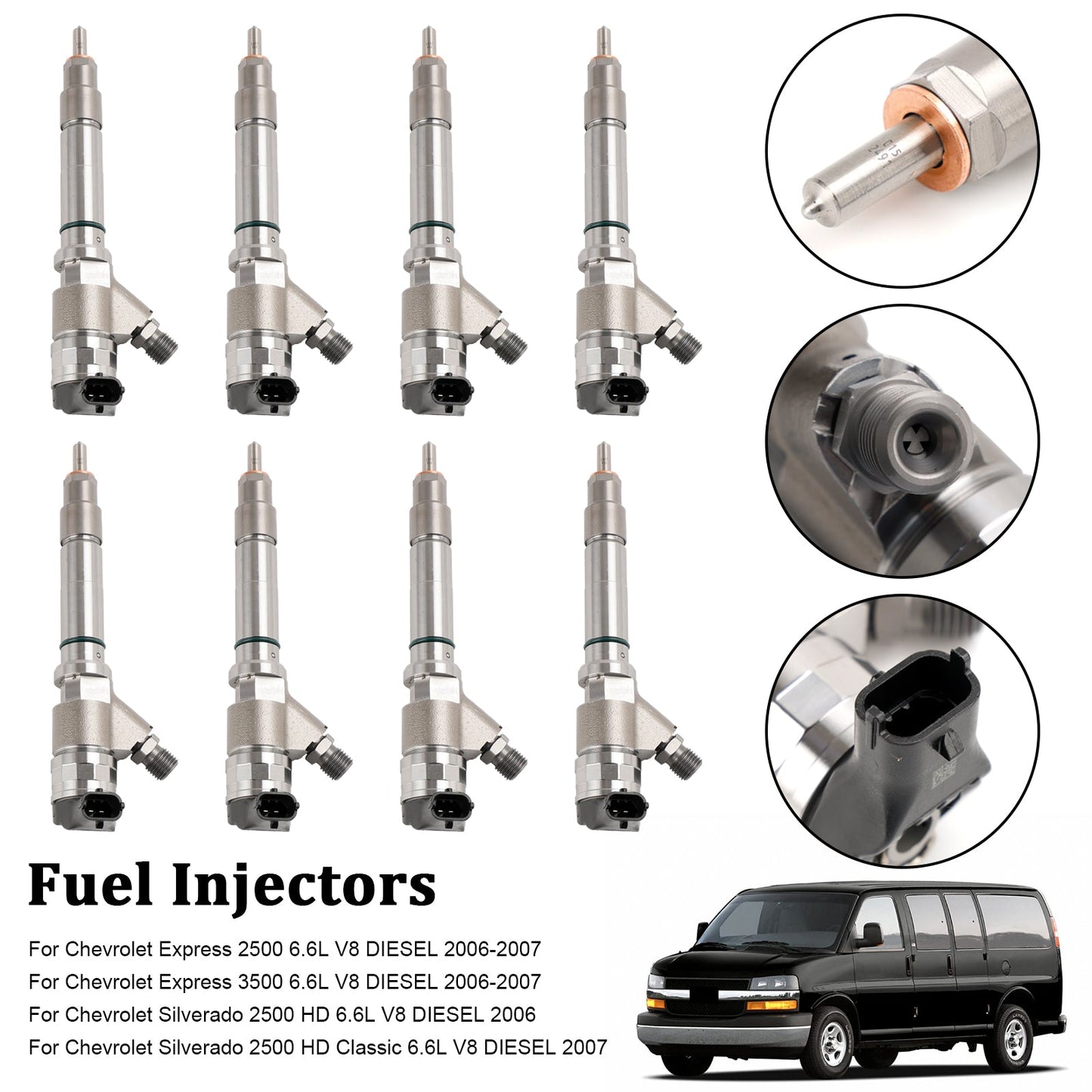 2007 For Chevy Silverado 2500 HD Classic 6.6L V8 DIESEL 8PCS Fuel Injector 0445120042 0445120082 19208742