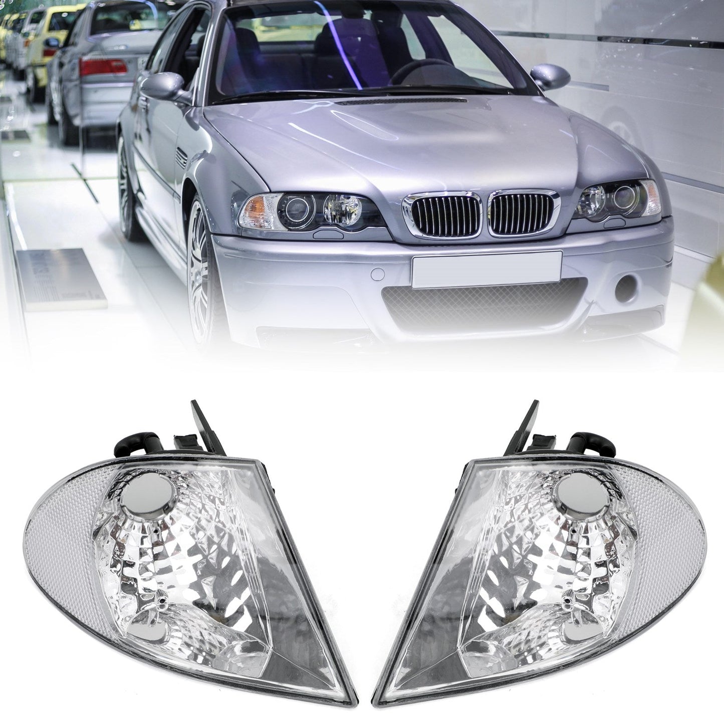 Clignotants avant et feux d'angle transparents pour BMW Série 3 E46 (1999-2001)