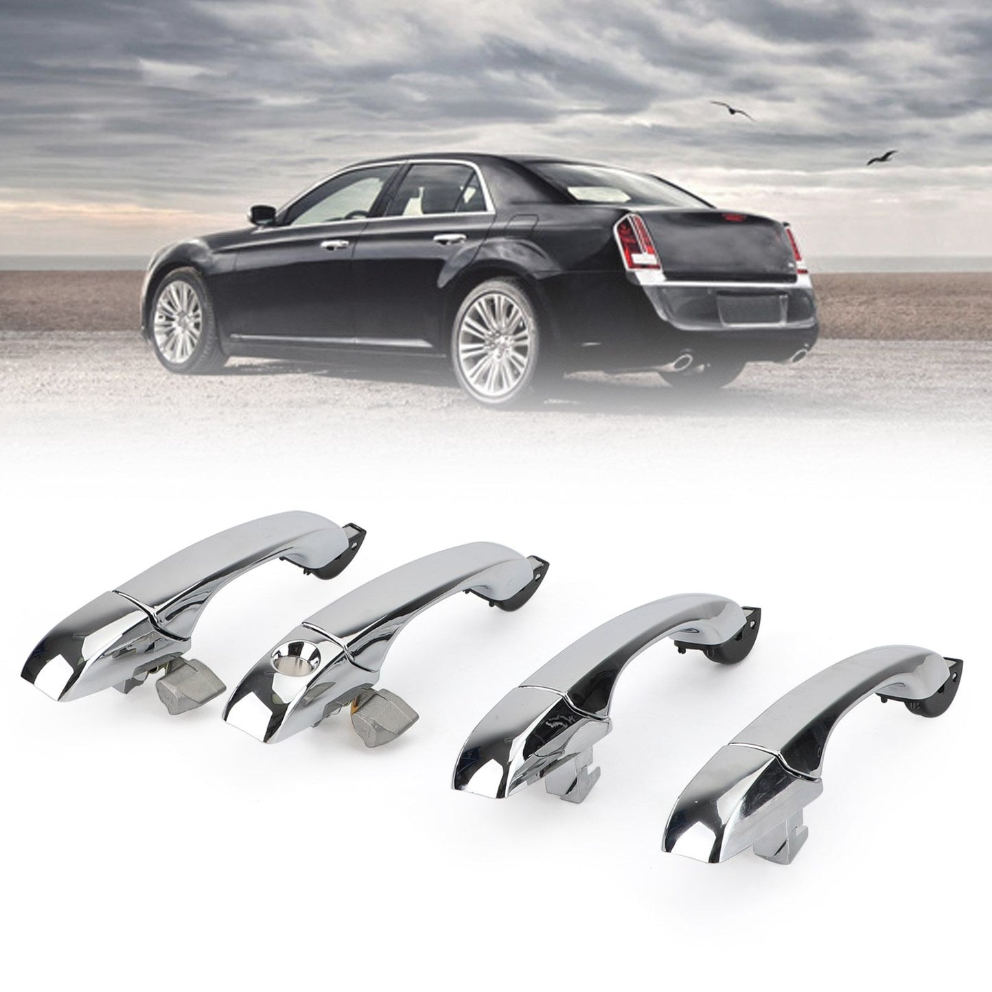 Lot de 4 poignées de porte extérieures chromées 4589009AH pour Chrysler 300/300C 2005-2010