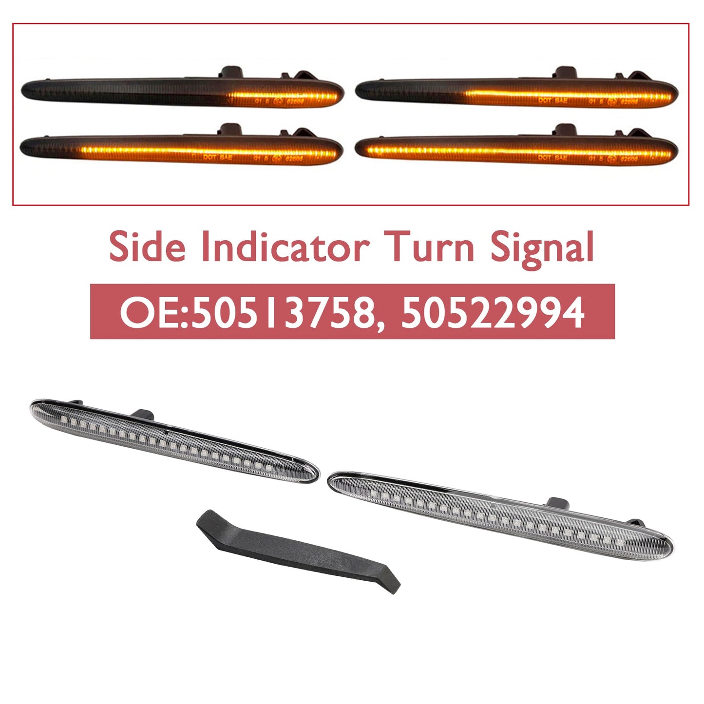 Clignotant latéral séquentiel à LED transparent pour Alfa Romeo Giulietta Ti Sprint 2010-2016 50513758