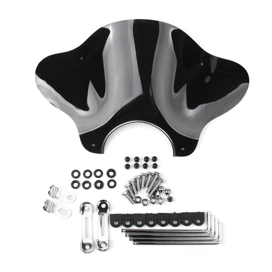 Universal Motorcycle With 7/8"or 1" Handlebar Motorcycle Cruiser Windshield Windscreen with Mounting kit Black