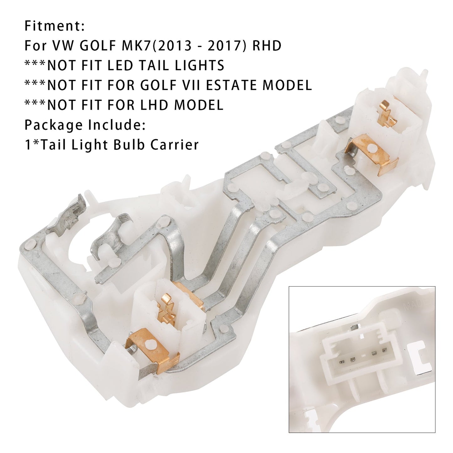 Support d'ampoule de feu arrière intérieur 2 pièces pour Volkswagen Golf MK7 2013-2017, côté conducteur, 5G0945259A/60A