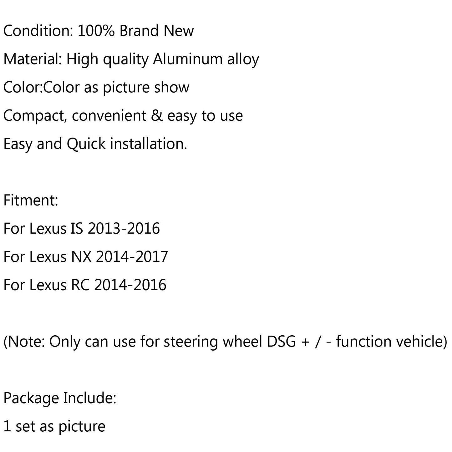 1 paire de palettes de changement de vitesse pour volant Lexus IS 2013-2016