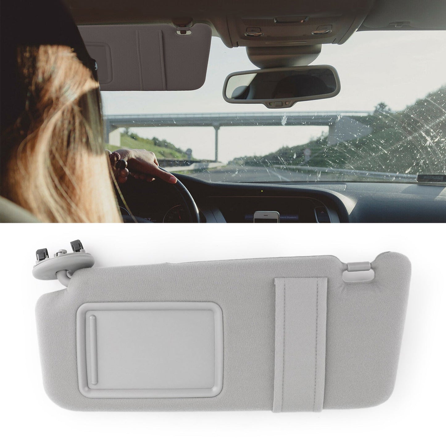 2007-2011 Toyota Camry Gray Sun Visor LEFT Driver without Vanity Light