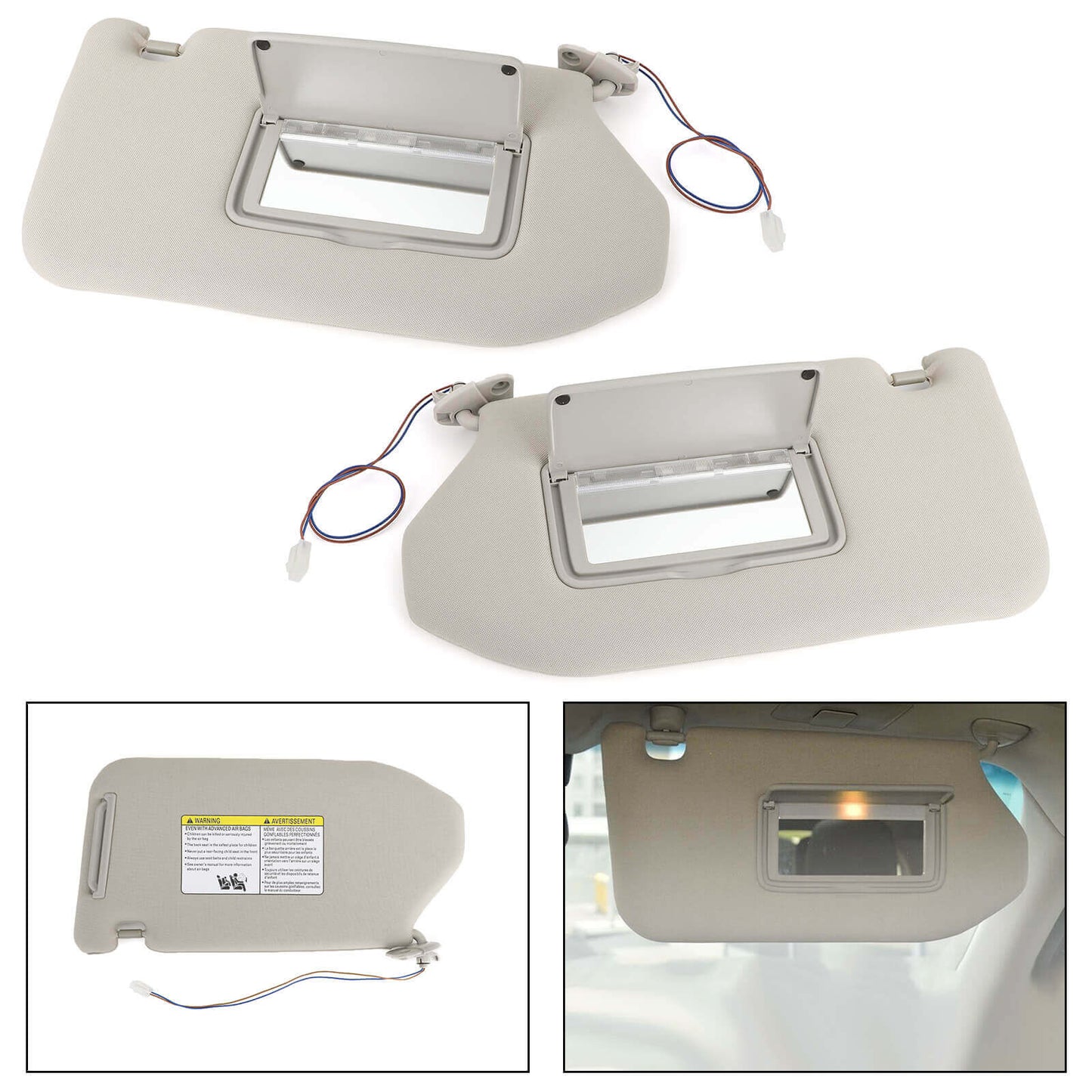 Pare-soleil gris avec lampe pour Pathfinder 13-18 et Infiniti QX60 14-17
