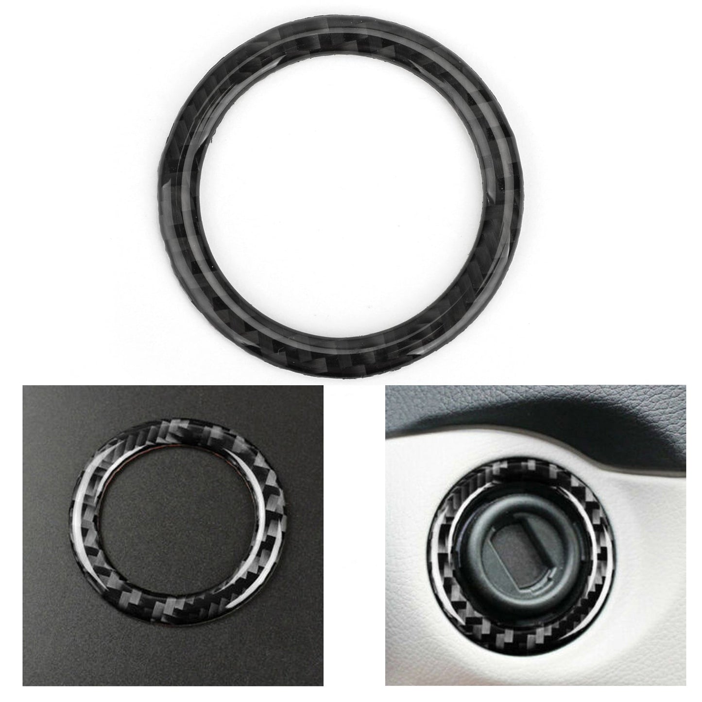 Garniture de couvercle de bouton de démarrage en fibre de carbone pour Mercedes Benz Classe C W204 07-14