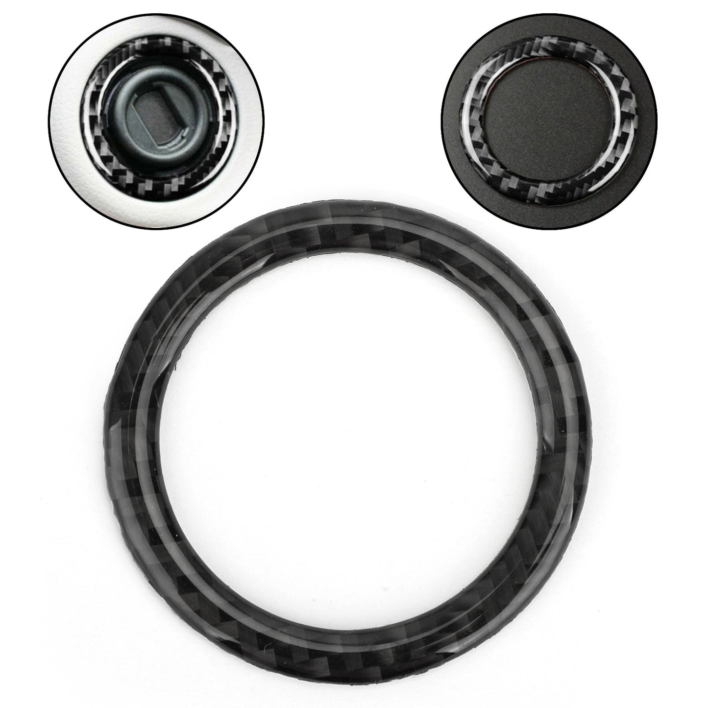 Garniture de couvercle de bouton de démarrage en fibre de carbone pour Mercedes Benz Classe C W204 07-14