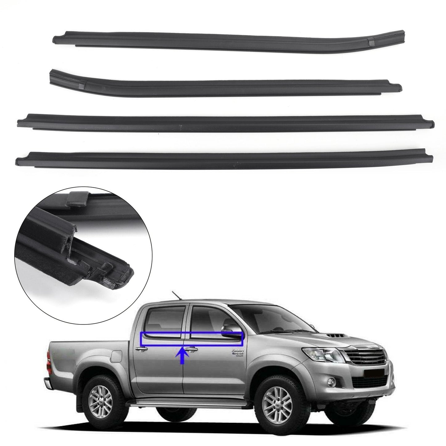 Burlete de goma para puerta de Toyota Hilux SR5/VIGO/MK6 PICKUP 05-15 KUN26 KUN36 GGN25 TGN16 TGN36