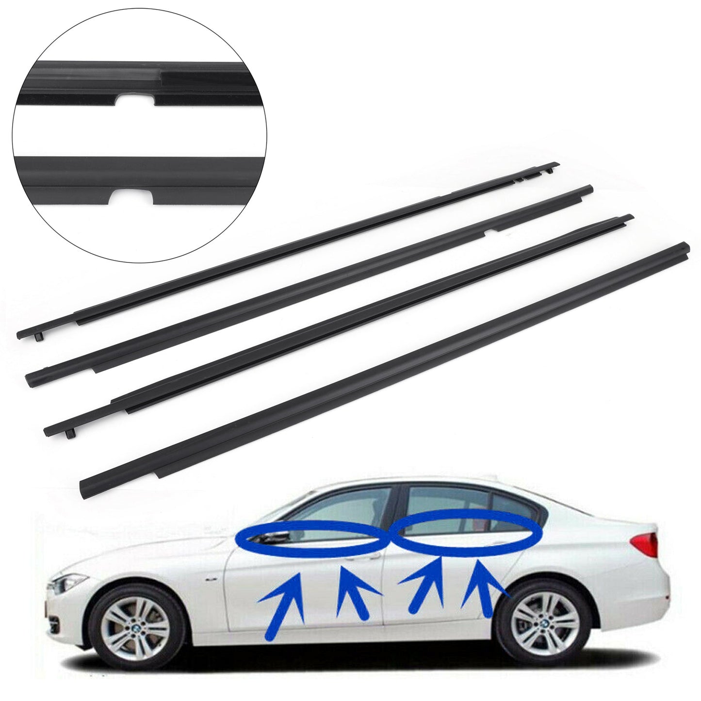2009-2013 Toyota Corolla 7571002210 4 pièces joint de ceinture de porte garniture de moulure de fenêtre 75710-02170 7574012390
