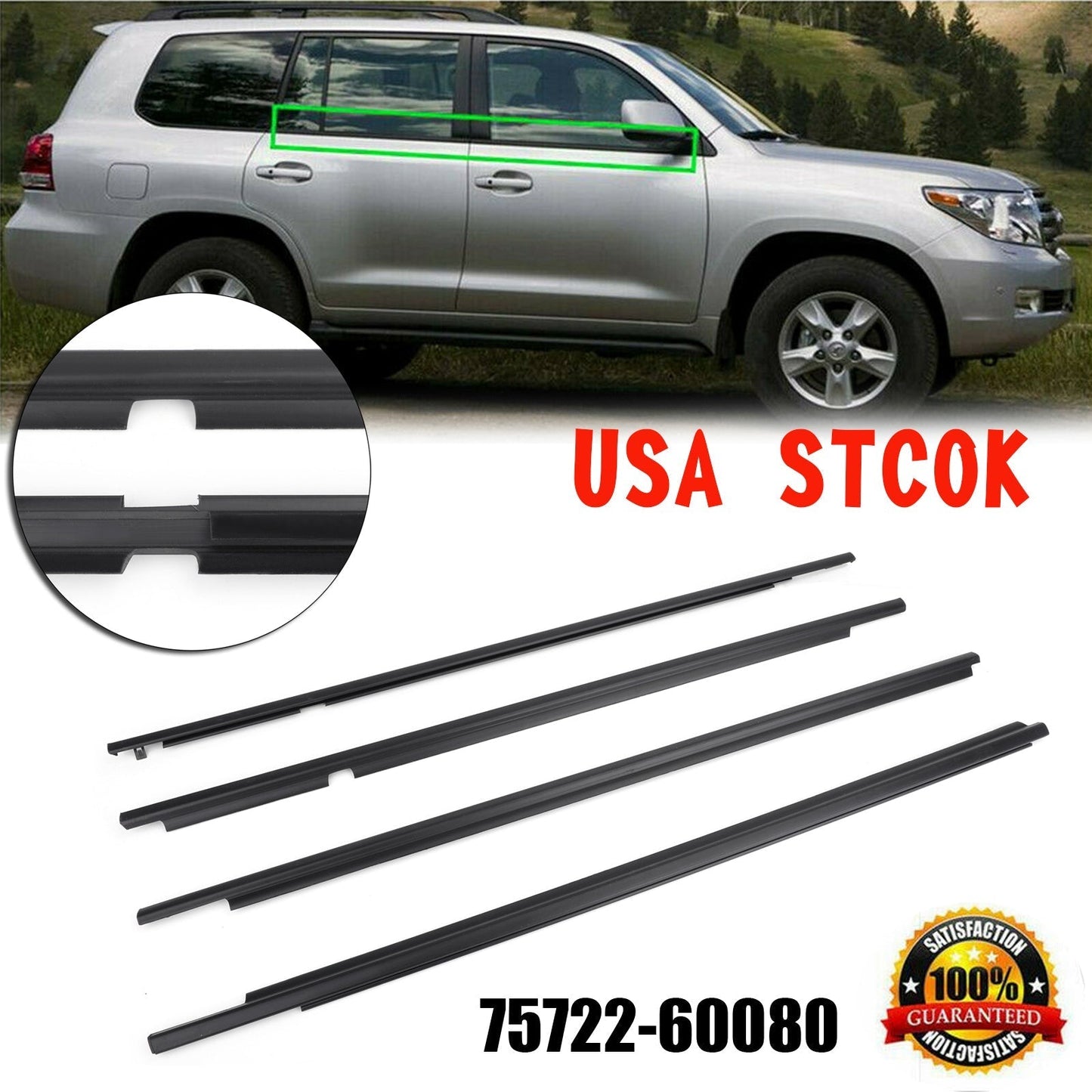 Moulure de ceinture de fenêtre pour joint d'étanchéité pour Toyota Land Cruiser Prado série 120 2003-2009 7572260080