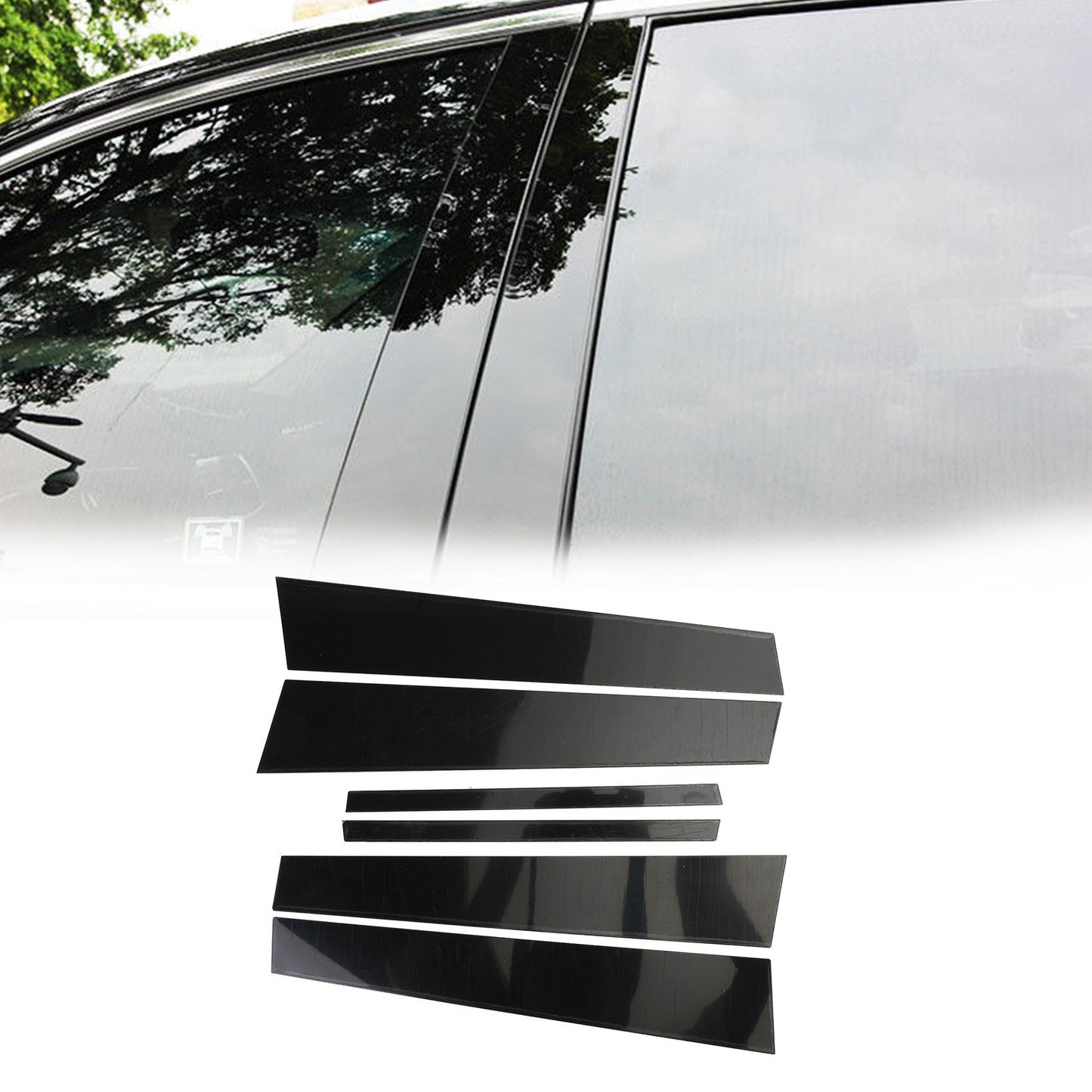 2008-2012 Honda Accord Black Pillar Posts 6pcs Cover Door Trim Window Decal