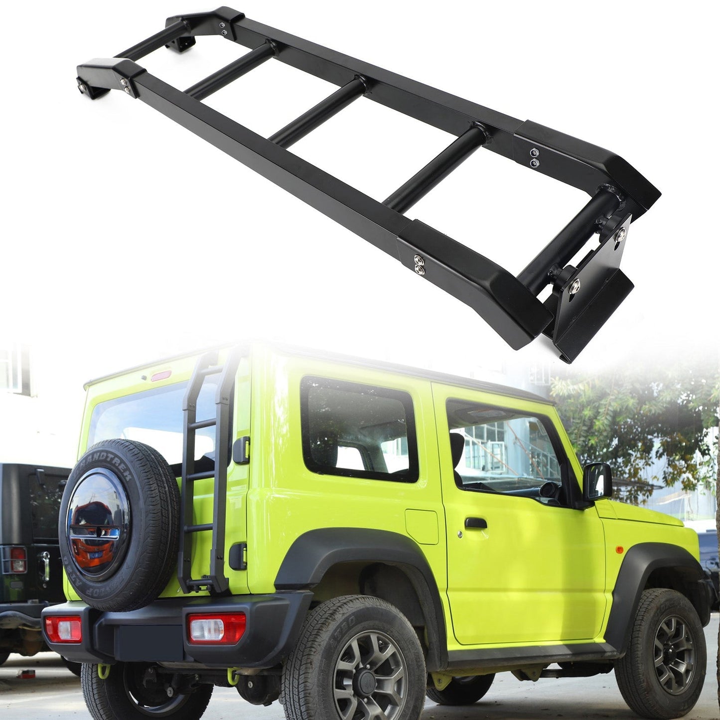 Échelle de porte arrière de voiture en aluminium neuve, compatible avec Suzuki Jimny 2019+, noir