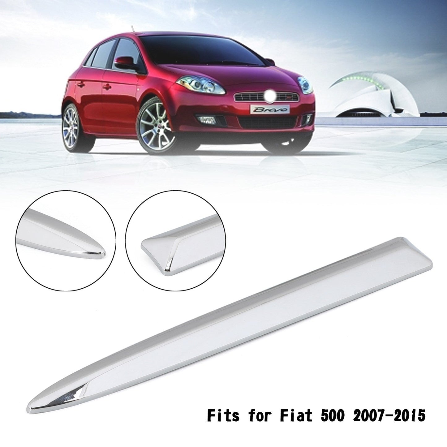 Paire de moulures chromées pour pare-chocs avant supérieur Fiat 500 2007-2015