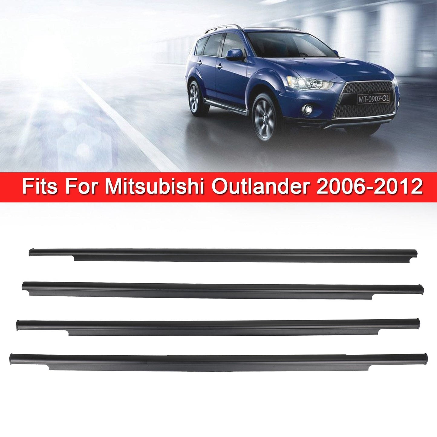06-12 Mitsubishi Outlander 4x Car Outside Window Weatherstrip Seal Belt Moulding