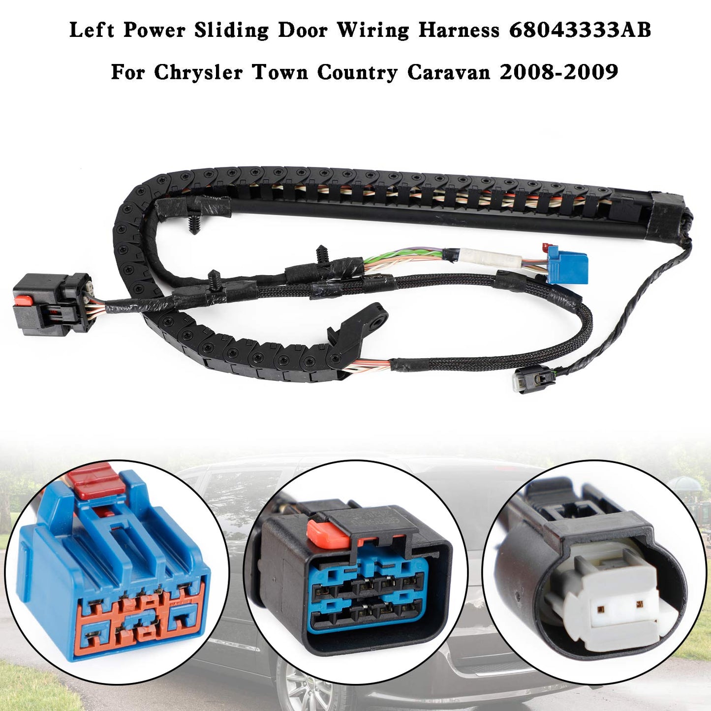 2008-2009 Dodge Grand Caravan 3.3L 3.8L 4.0L V6 Left Power Sliding Door Wiring Harness 68043333AB