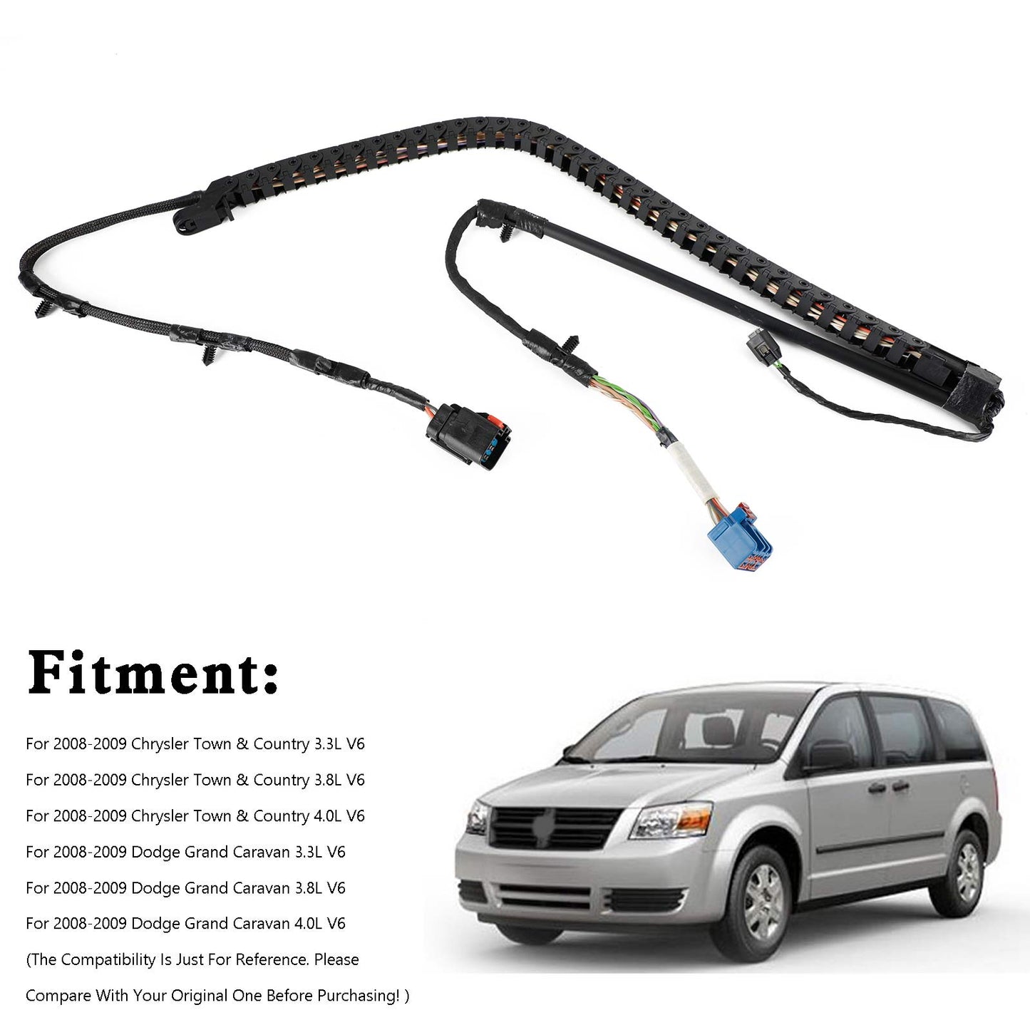 2008-2009 Chrysler Town & Country 3.3L 3.8L 4.0L V6 Left Power Sliding Door Wiring Harness 68043333AB
