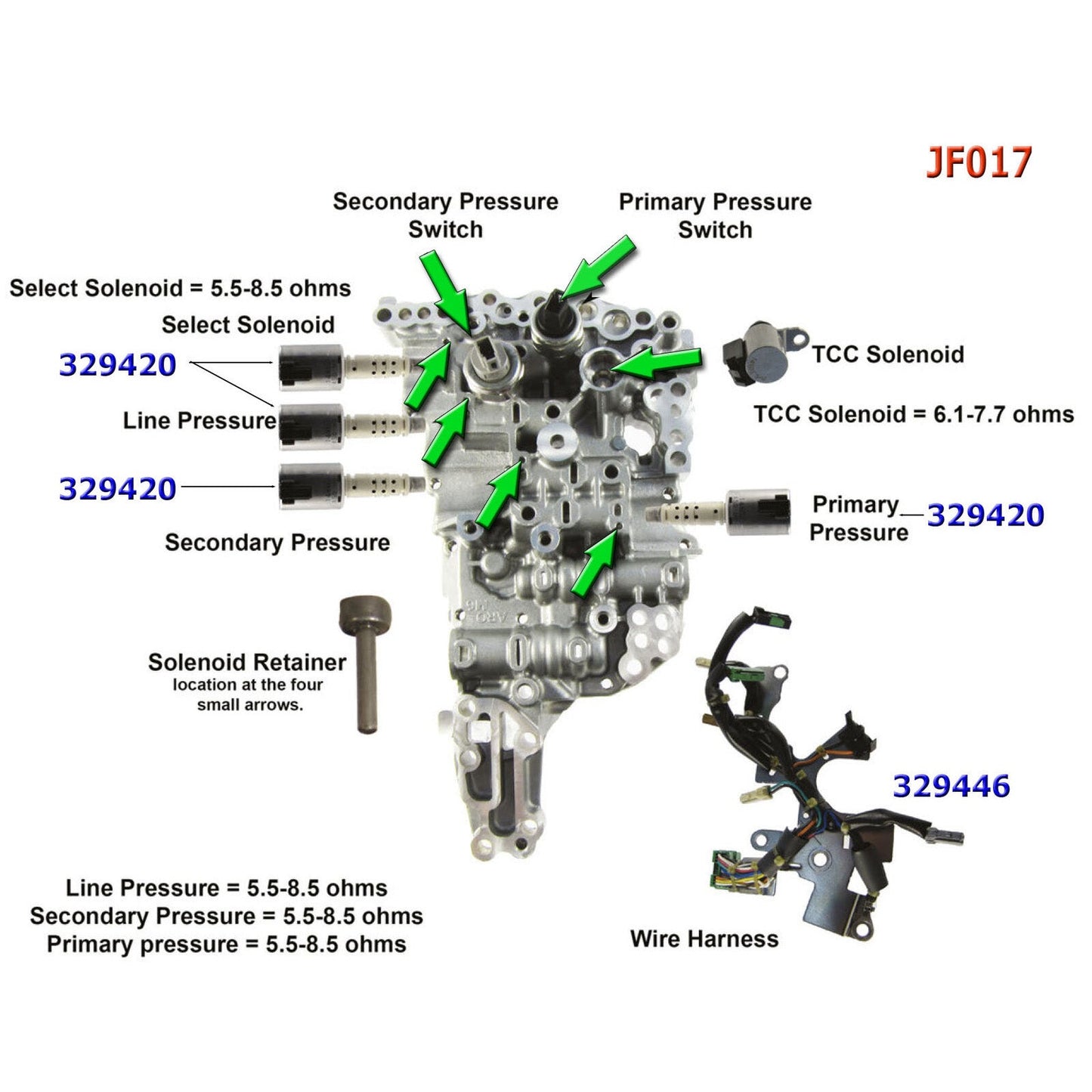 Kit de solénoïdes de transmission CVT générique pour Mitsubishi Lancer L4 1,8 L 2,0 L 2,4 L JF016E JF017E 2013