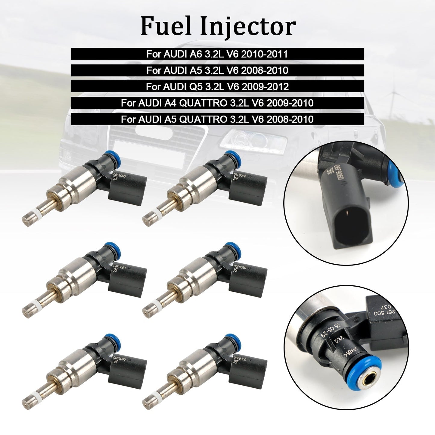 2008-2010 Audi A5 QUATTRO 3.2L V6 Fuel Injector 06E906036F 0261500037