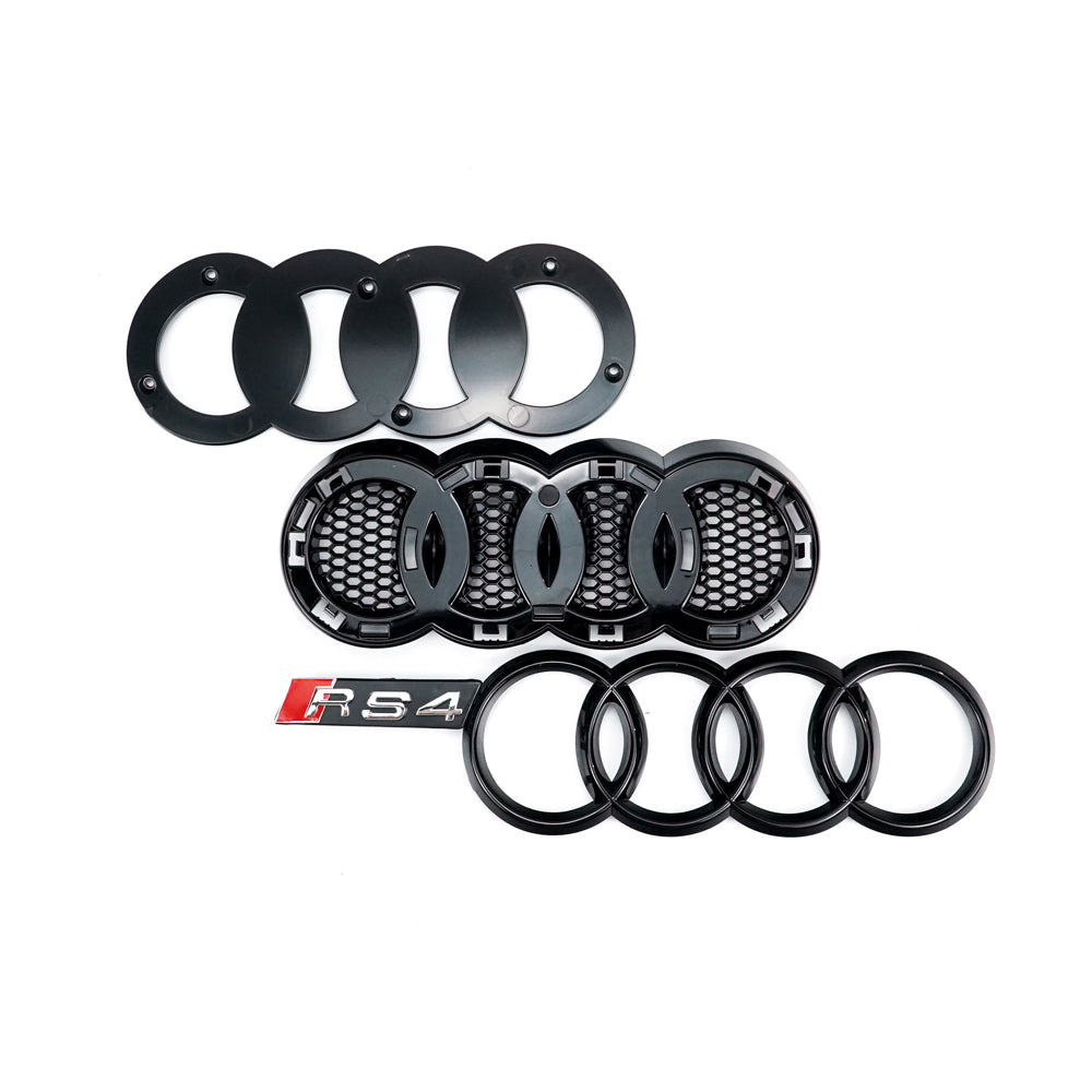 2008-2012 Audi A4 / A4 Avant / S4 B8 RS4 Style Honeycomb Sport Mesh Hex Grill Gloss Black Grille