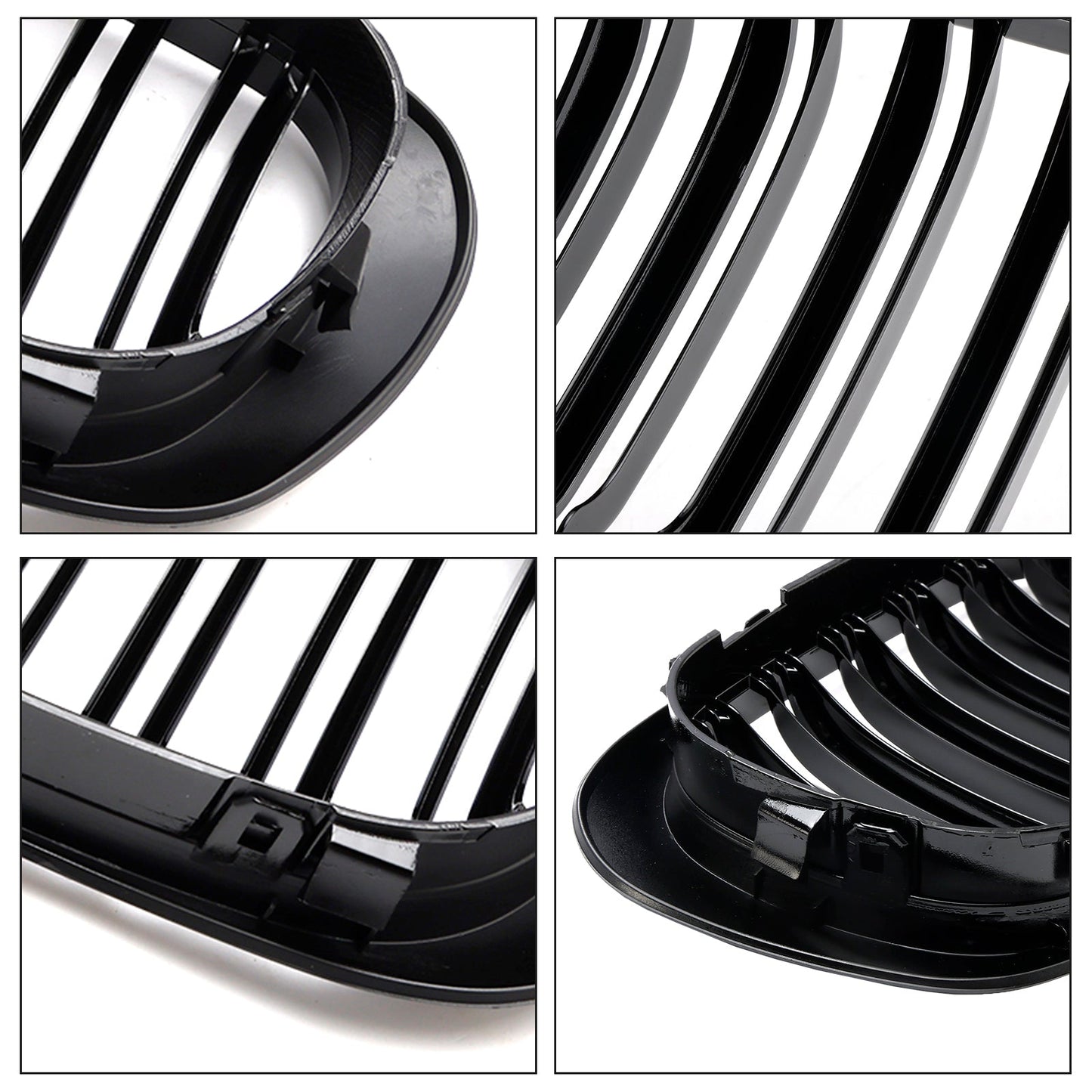 1999-2001 BMW 3 Series E46 2-Door 323Ci/328Ci/320Ci/325Ci/318Ci Double Line Front Grill Gloss Black Grille